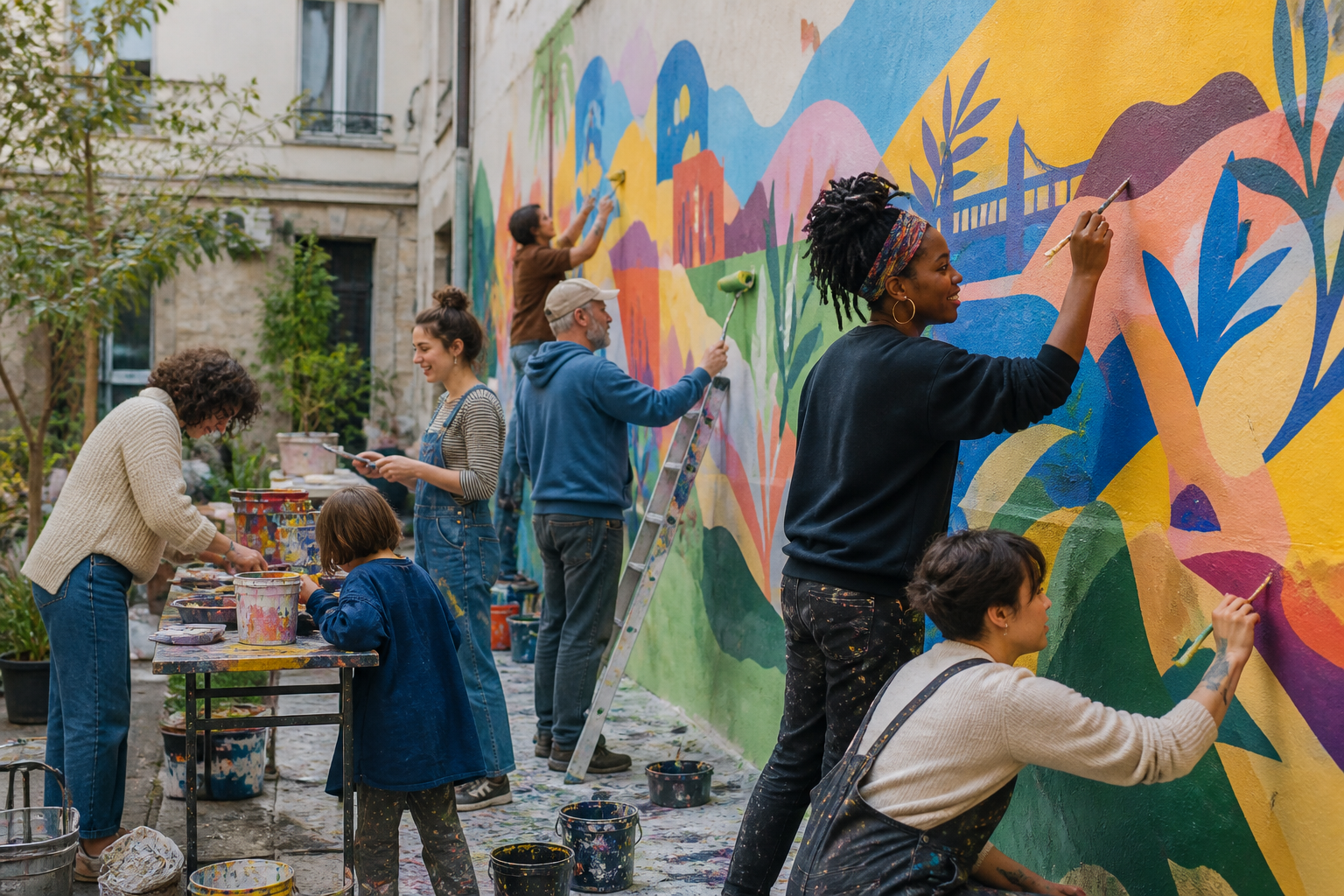 Atelier collectif de peinture murale